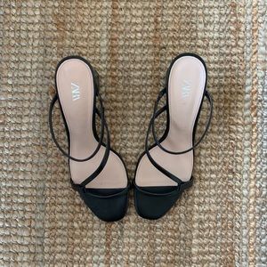 Zara Heeled Mules with Asymmetrical Straps